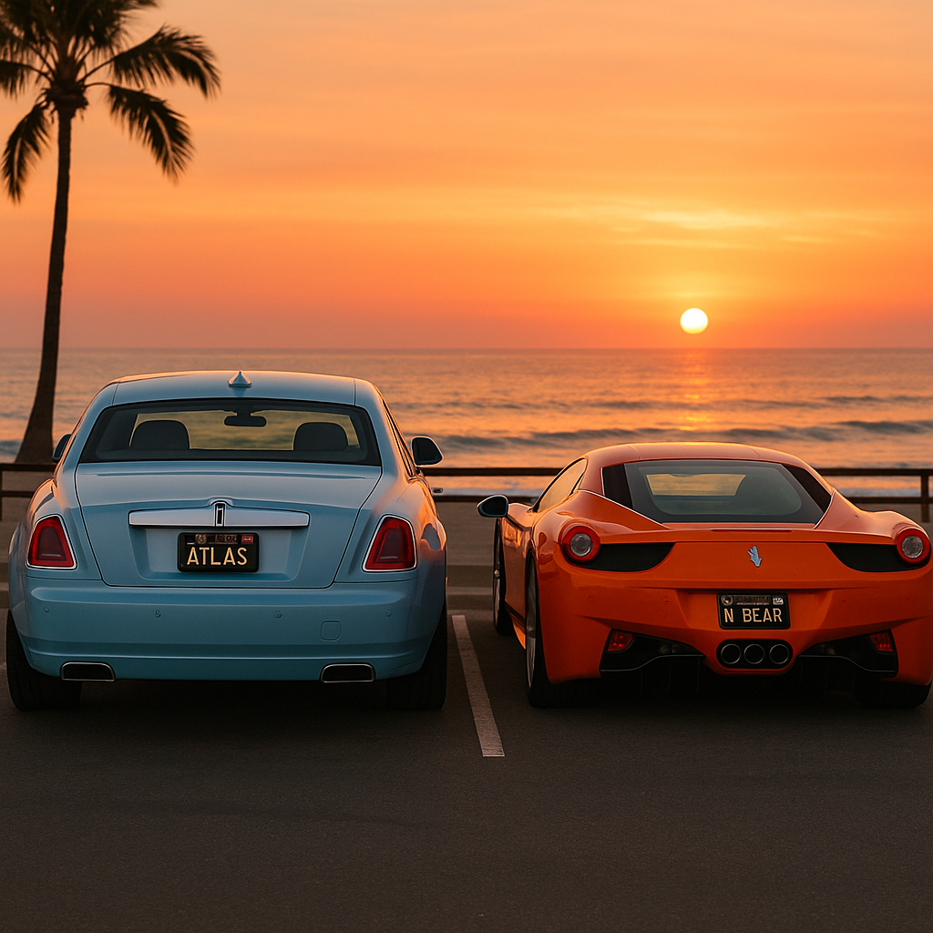 Atlas & Bear luxury cars at sunset